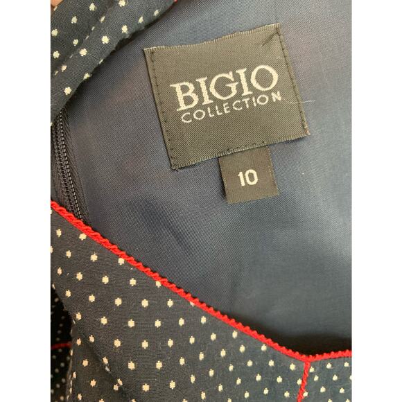 Bigio collection Blue sleeveless polka dot sheath blue lined dress size 10 - Picture 3 of 9